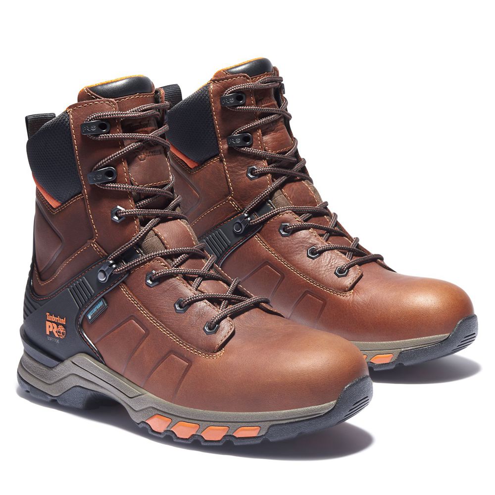 Timberland Μποτακια Εργασίας Ανδρικα Καφε/Μαυρα - Pro® Hypercharge 8\" Soft Toe - Greece 3869574-OB